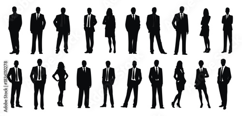 business people vector silhouettes set corporate men and
