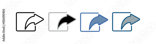 
share icon set multiple style collection with box design and arrow to the righ