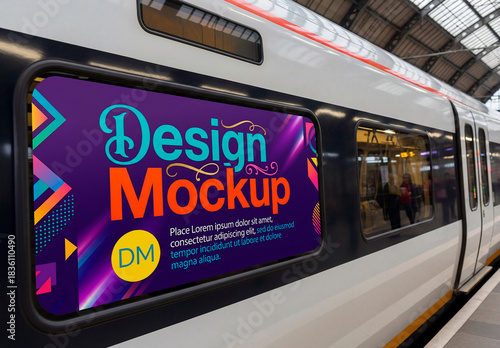 Advertisement Mockup On Train Window