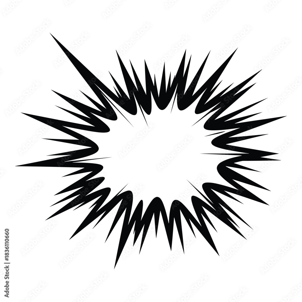 Fototapeta premium Explosive comic book speech bubble with sharp edges and a blank center for text