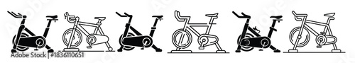 Vector Illustration of Spinning Bikes in Solid and Outline Styles