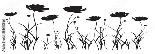 wildflower field clipart silhouette