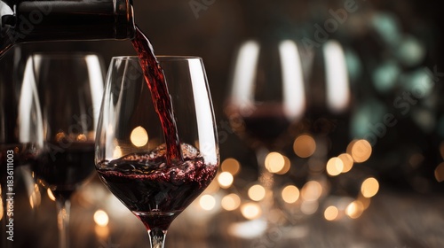 invulnerable. Red wine being poured into glasses with burgundy liquid. bar promotions, beverage menus, designed for food & beverage menus and cafe branding, used by researchers.