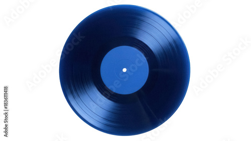 Foto Blue vinyl record isolated PNG, vintage music disc for DJ turntable and audio li