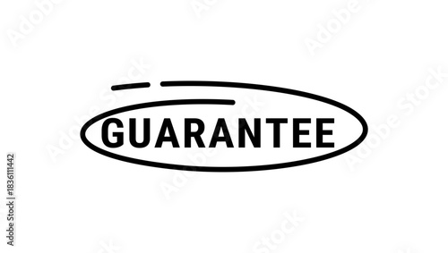 Guarantee inscription, black isolated silhouette
