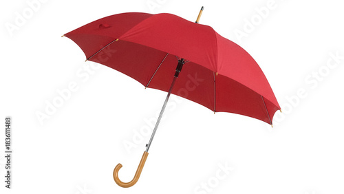 Fotografie Red umbrella PNG isolated on transparent background, rain protection parasol for