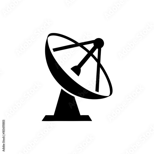 Illustration of a satellite antenna on transparent background silhouette
