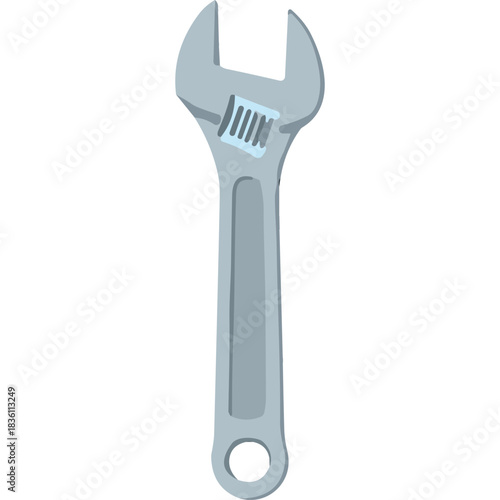 Adjustable Silver Wrench Isolated On Black Background With Detailed Jaw Mechanism And Smooth Metallic Finish For Plumbing Or Mechanical Work