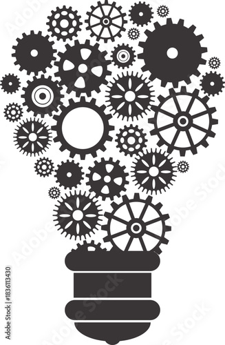 Icon of gear settings vector, featuring isolated black gears mechanism and cog wheel on a white background, symbolizing progress or construction concept through cogwheel icons in UI vector