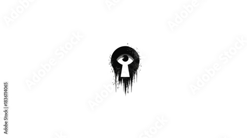 Abstract Grungy Keyhole with Eye Symbol - Mystery, Surveillance, Privacy, and Hidden Secrets Concept Illustration