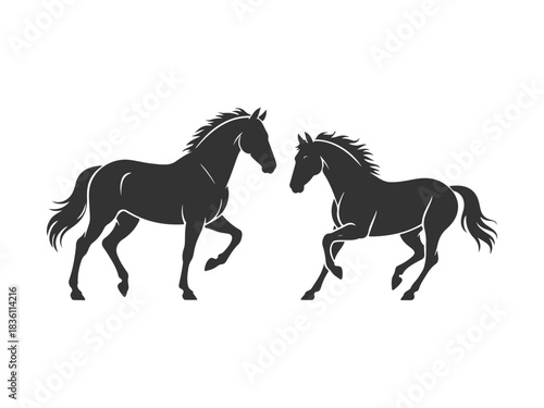 horse silhouette in standing and running pose