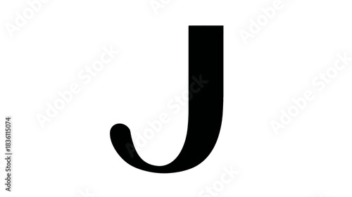 Stylish black uppercase letter J in a classic serif font, isolated on a pure white background. Essential typography element.