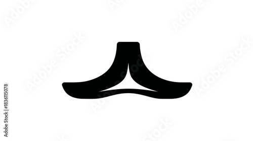 Minimalist black abstract symbol on white background, modern graphic element, geometric design, conceptual art, simple clean shape