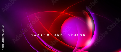 Abstract neon lines create dynamic, vibrant background. Pink, purple, red hues blend seamlessly. Modern design element.