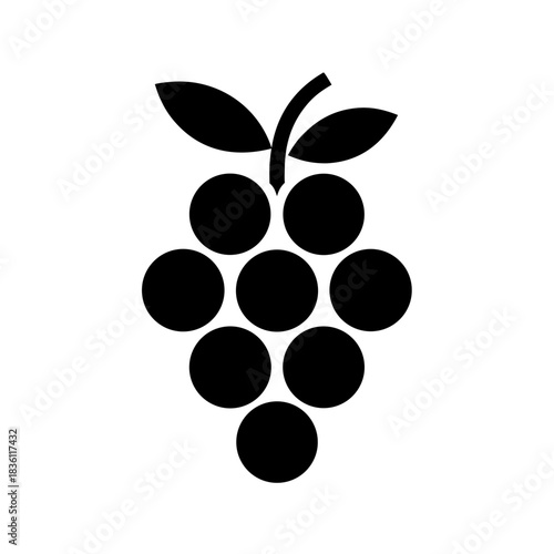 Illustration of a bunch of grapes on transparent background silhouette