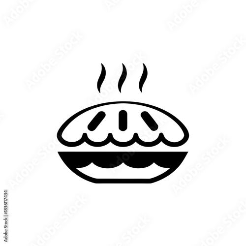 Simple steaming pie icon design art on transparent background silhouette