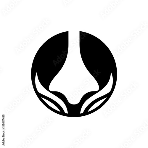 Abstract nose in a circle design on transparent background silhouette