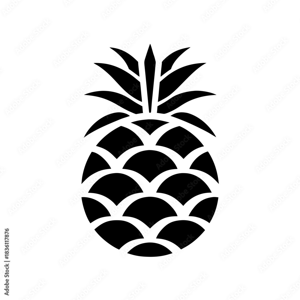 Obraz premium Stylized black pineapple graphic art on transparent background silhouette