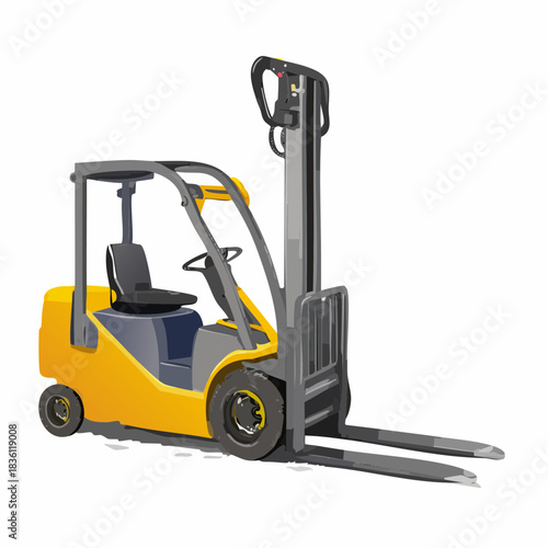 Transpalette électrique, arrière plan blanc, engin de manutention, logistique, entreposage, isolé sur un fond blanc