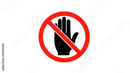 Do Not Touch Warning Sign Icon – Prohibition Hand Safety Symbol