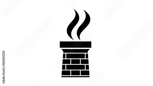 Factory Chimney Smoke Icon Illustration – Industrial Pollution Emissions Symbol