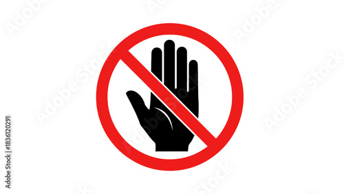 Do Not Touch Warning Sign Icon – Prohibition Hand Safety Symbol