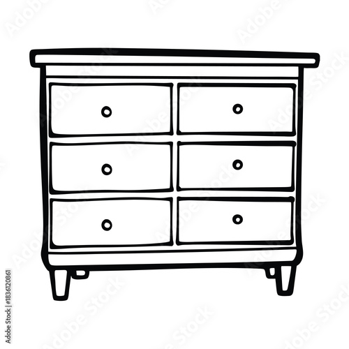 Antique wooden chest of drawers and cabinet, a classic brown storage object for home interior