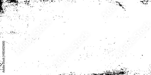 Abstract black ink splatter drop pattern design on grunge watercolor texture paper