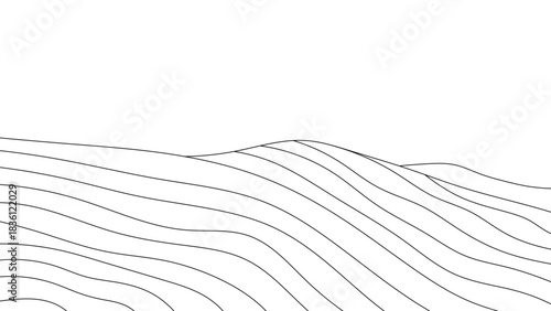 Minimalist Outline Mountain Range Landscape Continuous Line Art Drawing