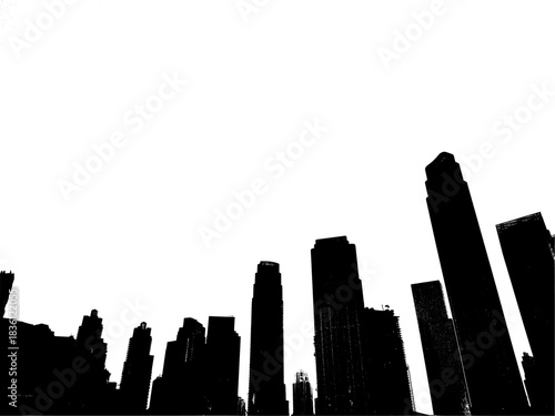 Minimalist Silhouette Black and White Urban Cityscape Buildings Architecture Skyline