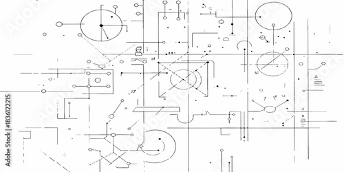 Abstract technical background featuring a blueprint of an architectural design project