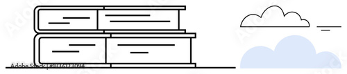 Education concept. Neatly stacked books with minimalist lines education, learning, and knowledge. Education as a foundation for growth and creativity. For digital content, learning resources
