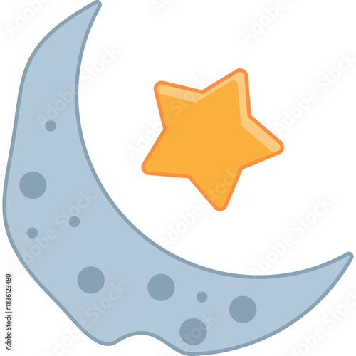 Crescent Moon Flat Icon Design