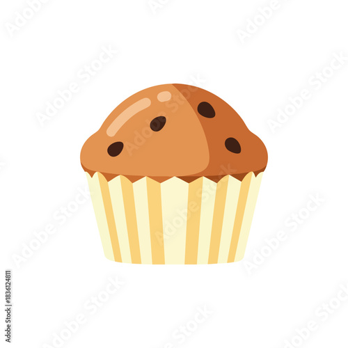 Chocolate Chip Muffin Vector Illustration