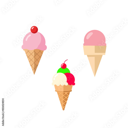 Colorful Ice Cream Cone Cartoon Illustration