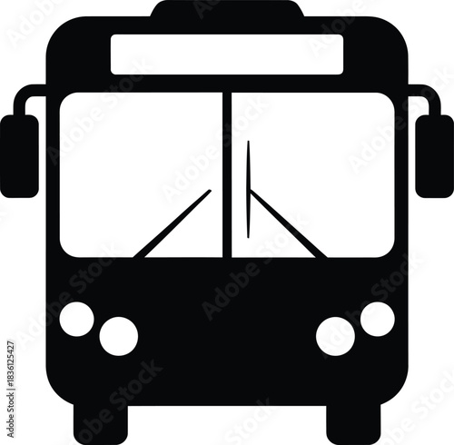 Front view silhouette icon of a public transit city bus