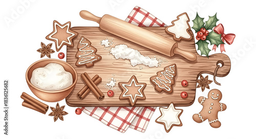 Festive Christmas Gingerbread Baking Scene