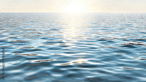 Fototapeta Naklejka Na Ścianę i Meble -  Sunlit ocean water horizon calm sea reflective surface gentle warm light
