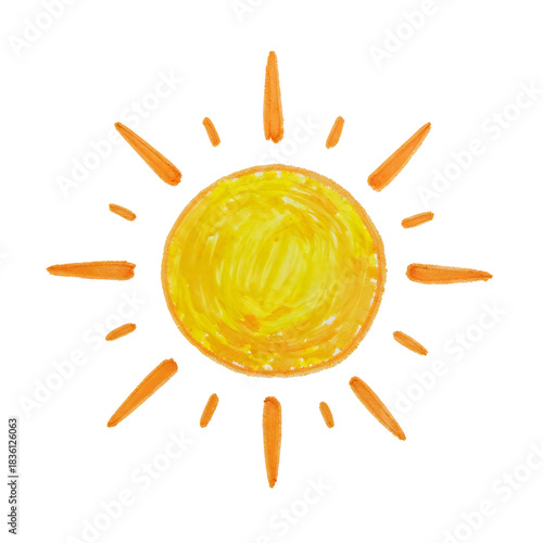 Hand drawn sun isolated