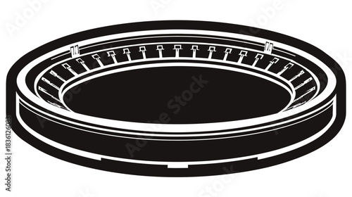 Architectural vector illustration of a large stadium or arena with seating, perfect for sports, concerts, and public events.