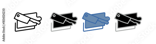 
Butcher knife icon set multiple style collection with knife and cutting board designs