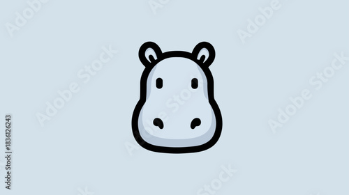Cute cartoon hippopotamus head icon illustration. Minimalist animal vector graphic of a hippo face for avatar or design.