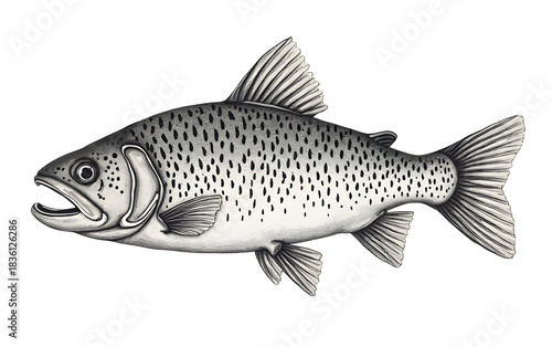 Hand drawn trout fish