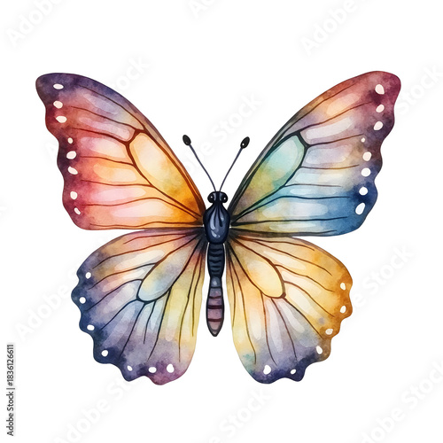 Hand drawn watercolor butterfly