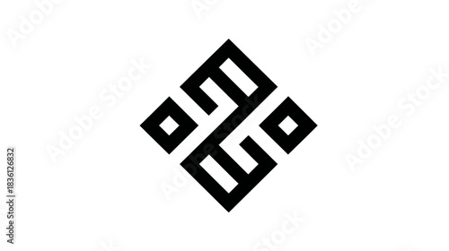 Modern geometric abstract rhombus symbol in black and white, minimalist design element, creative graphic art pattern, corporate logo concept.