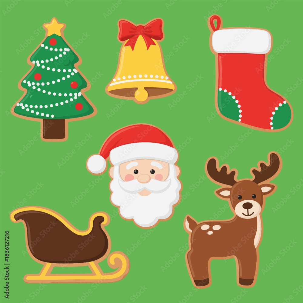 Fototapeta premium Christmas sugar cookie set