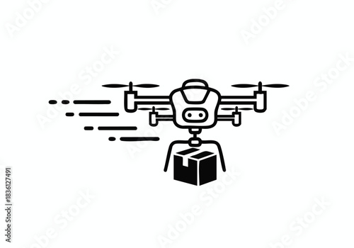 Modern drone delivery concept speeding up ecommerce, fast shipping for online shopping businesses with cutting edge technology and innovation