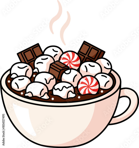 Hot chocolate mug with marshmallows