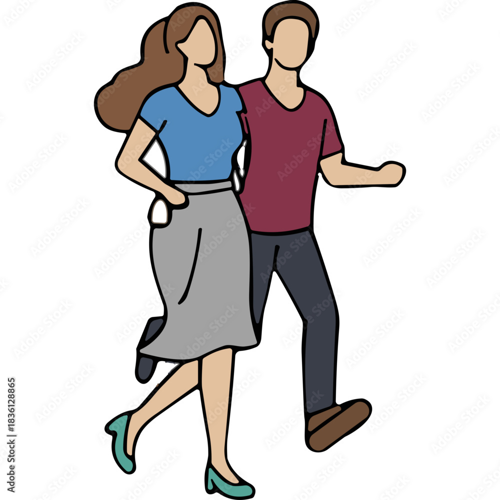 Fototapeta premium Couple Jogging Together Outdoors With One Arm Around Each Other Expressing Connection and Movement