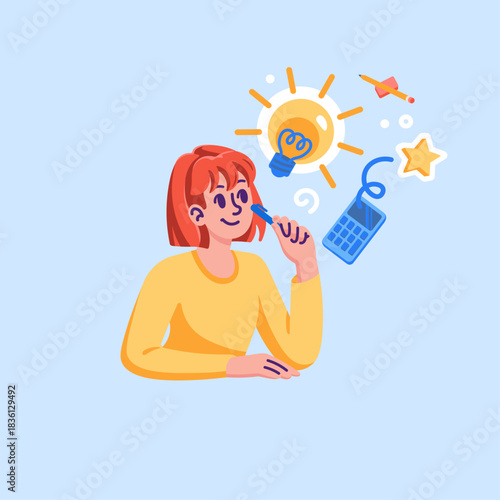 young woman with social network icons